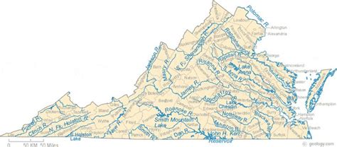 Virginia Lakes and Rivers Map