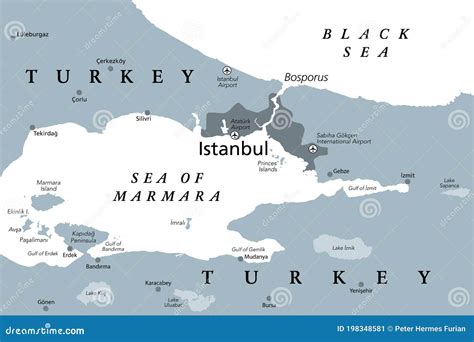 Bosphorus Strait. Istanbul, Turkey. Gold Drawing On The Black ...