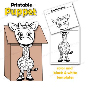 Giraffe Craft Activity | PrintablePaper Bag Puppet Template | TPT