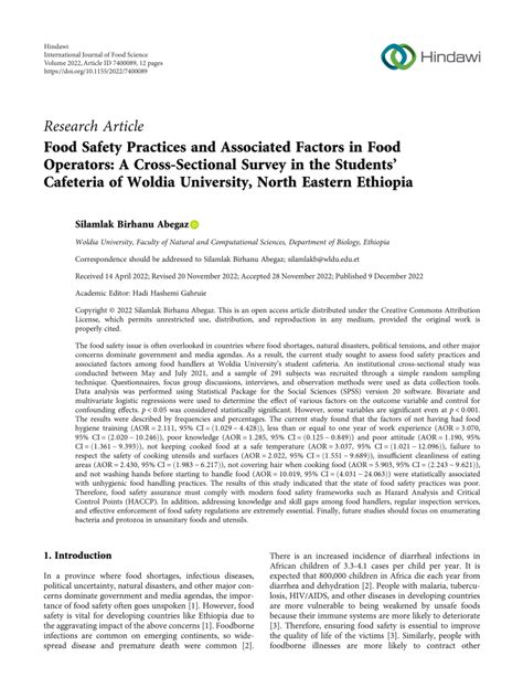 (PDF) Food Safety Practices and Associated Factors in Food Operators: A ...