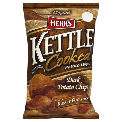 Herr's Kettle Cooked Potato Chips, Russet, Dark, 8 oz (226.8 g)