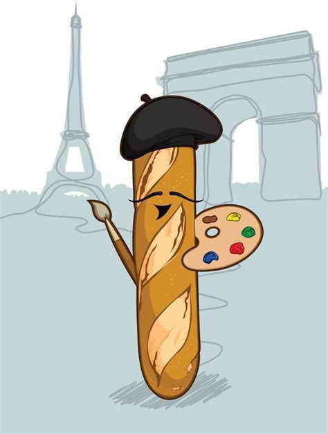 French Baguette Bread Roll Food Cartoon Vector Illustration Drawing 2185150 Vector Art at Vecteezy