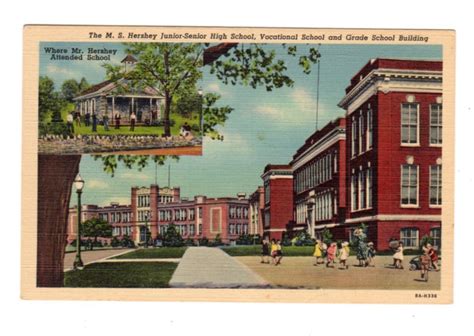 Linen postcard. The M S Hershey Junior-Senior High School, Vocational ...