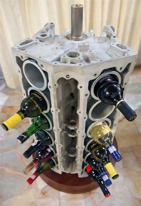 DIY Wine Rack from V-12 Engine Block