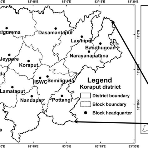 Location map of the Koraput District indicating different blocks | Download Scientific Diagram