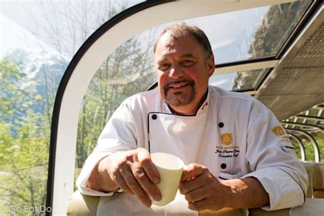 Executive Chef Jean Pierre Guerin riding the Rocky Mountaineer train in British Columbia | Go Eat Do