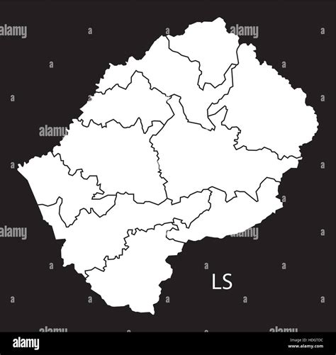 Lesotho districts Map black and white illustration Stock Vector Image & Art - Alamy