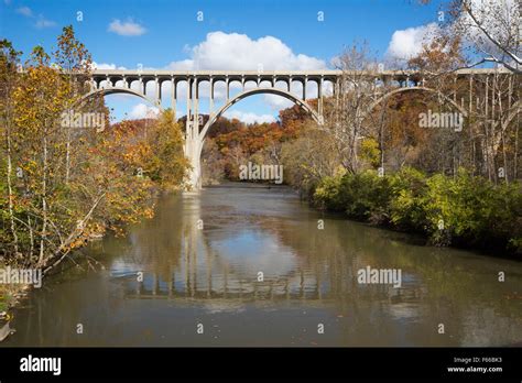 Cuyahoga Valley National Park, Ohio - A bridge over the Cuyahoga River ...