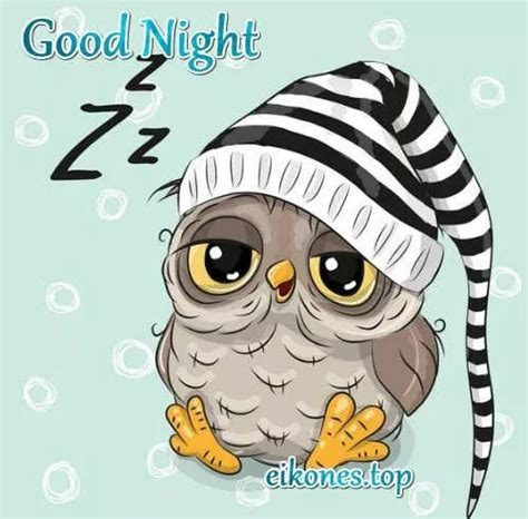 Beautiful pictures for good night - eikones top Cartoon Mignon, Baby Animals, Cute Animals, Owl ...