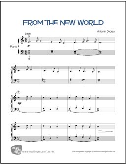 From The New World Symphony: Largo (Dvorak) | Free Easy Piano Sheet Music