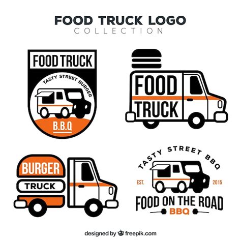 Free Vector | Elegant pack of modern food truck logos