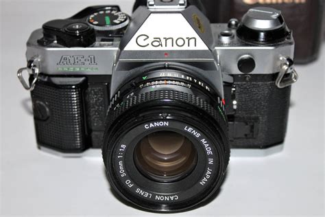 Vintage 1980s Canon AE-1 35mm Film Camera with Leather Case