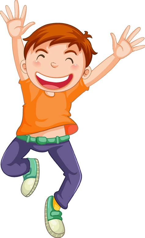 Happy boy jumping cartoon character 7474161 Vector Art at Vecteezy