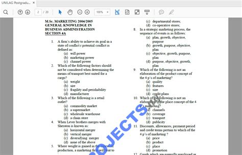 UNILAG Postgraduate Past Questions And Answers PDF Free Download - Education - Nigeria