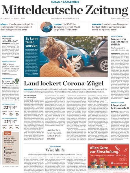 Mitteldeutsche Zeitung - 26.08.20 » Download PDF magazines - Deutsch Magazines Commumity!