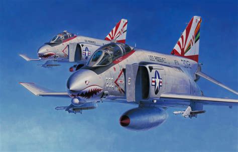 Обои fighter, bomber, war, art, painting, aviation, jet, ww2, F-4 ...