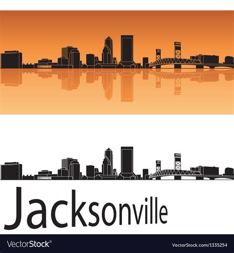 Jacksonville skyline in orange background Vector Image