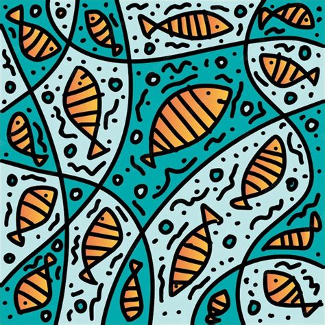 Premium Vector | Simple fish doodle ornament pattern