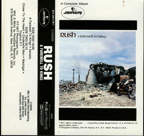 Rush - A Farewell To Kings (Cassette) | Discogs