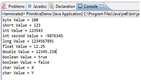 Java Primitive data type - w3resource