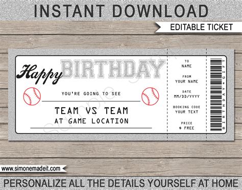 Baseball Ticket Birthday Gift Surprise Ticket to a Baseball | Etsy