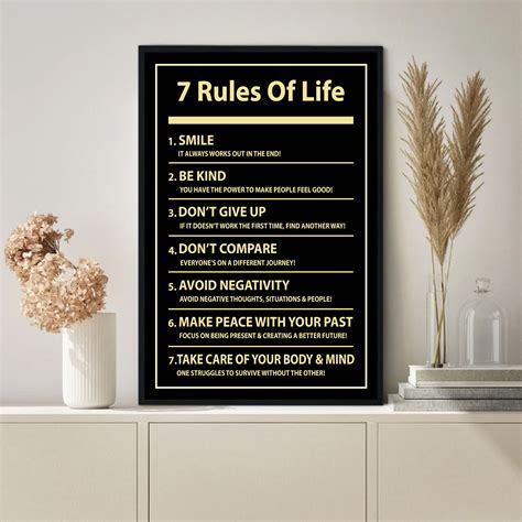 7 Rules Of Life Poster No Frame Poster, Knowledge Poster, Vintage Poster Wall Art, Home Decor DK002