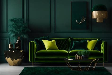 Premium AI Image | Luxury Living Room with Green Sofas and Elegant ...