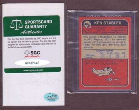 Ken Stabler Autograph SGC (Best Grader) OAKLAND RAIDERS vs PATRIOTS 1976 Playoff | eBay