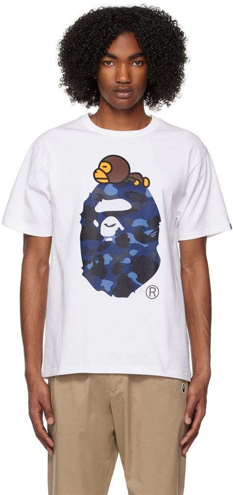 A Bathing Ape White Color Camo Milo On Big Ape T-shirt in Blue for Men ...