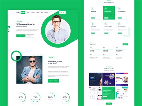 Green Portfolio Website free adobe XD template - Inkyy