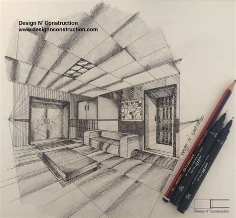 2 point perspective drawing interior - Jacinta Ellison