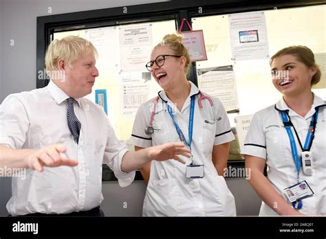 Prime Minister Boris Johnson meets staff and nurses during a visit to ...