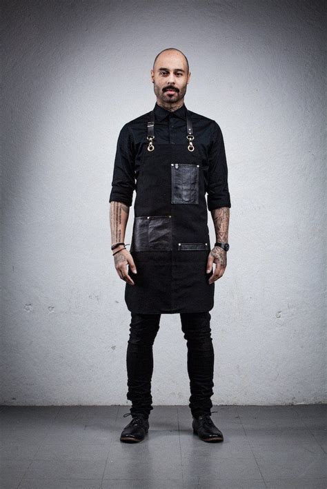 Leather Pocket Bartender Apron - Black Canvas | Restaurant uniforms ...