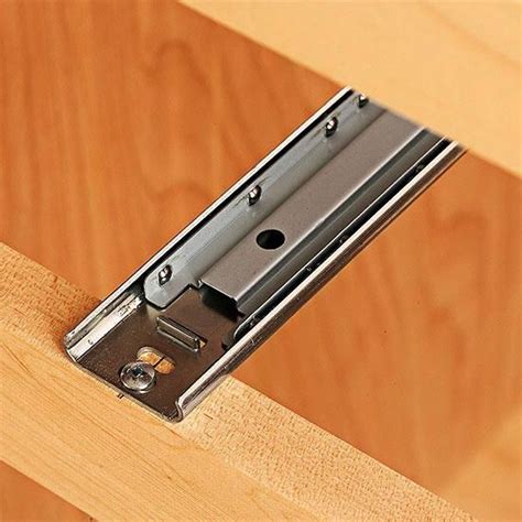 Close up of metal slide | Drawer slides diy, Diy drawers, Wood shop ...