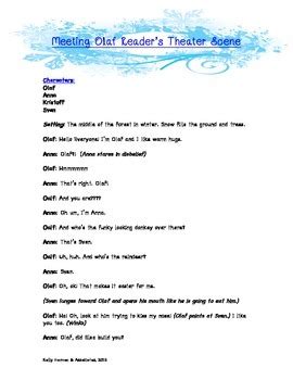 Frozen Reader's Theater Script by Kelly Harmon and Associates Teaching Tools