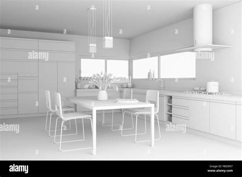 Interior design modern kitchen model Stock Photo - Alamy