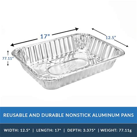 Heavy Duty Aluminum Foil Large Roaster 17" L X 12.5" W X 2.375" D [48 ...