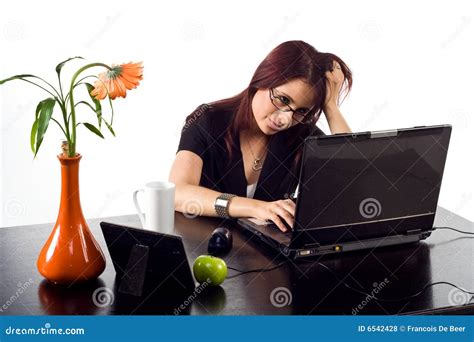 Woman working hard stock photo. Image of table, sitting - 6542428