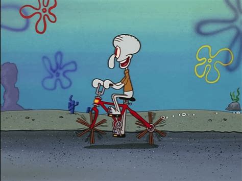 In the Season 1 episode "Jellyfishing" of Spongebob Squarepants, Squidward's paddle bike doesn't ...