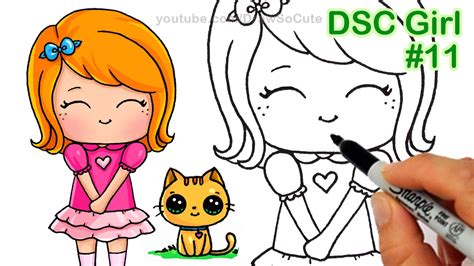 How to Draw Chibi Girl and kitten step by step CUTE - YouTube