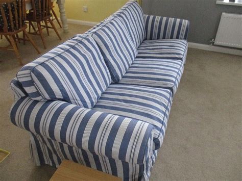 IKEA EKTORP SOFA 3 SEATER WITH STRIPED SLIP COVERS | in ...