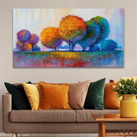 Multicolored Lake Tree Canvas Painting | Modern Art Collection-HoMafy