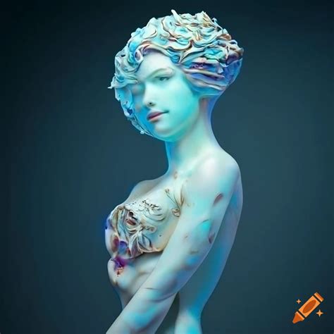 Intricately sculpted marble figures with vibrant colors on Craiyon