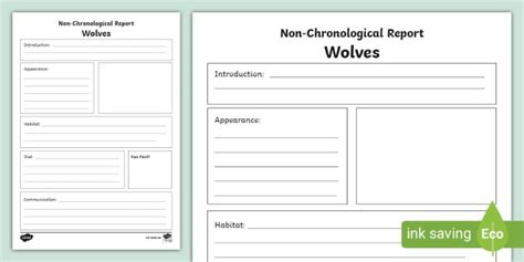 KS2 Wolves Non-Chronological Report Writing Frame