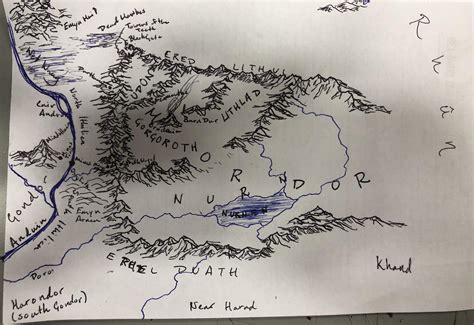 More sketches for future large middle earth map. Mordor, first attempt ...