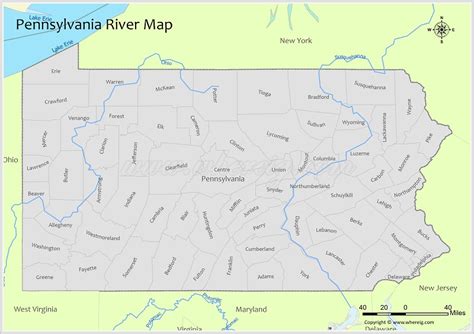 Pennsylvania River Map, Rivers & Lakes in Pennsylvania (PDF) - Whereig.com