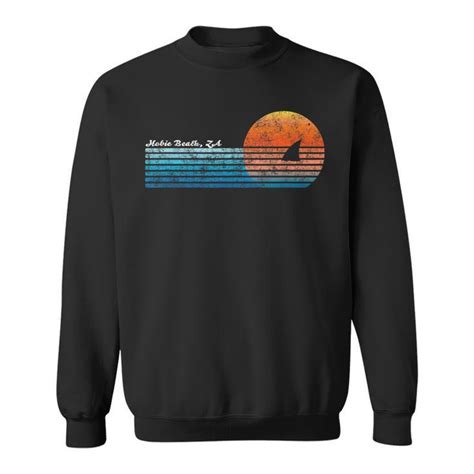 Vintage Hobie Beach Retro 80S Shark Fin Sunset Sweatshirt | Mazezy