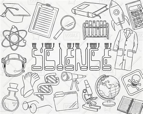 Doodle Science Vector Pack, Science Doodles, Mad Scientist Clipart, Experiment Clipart, Science ...