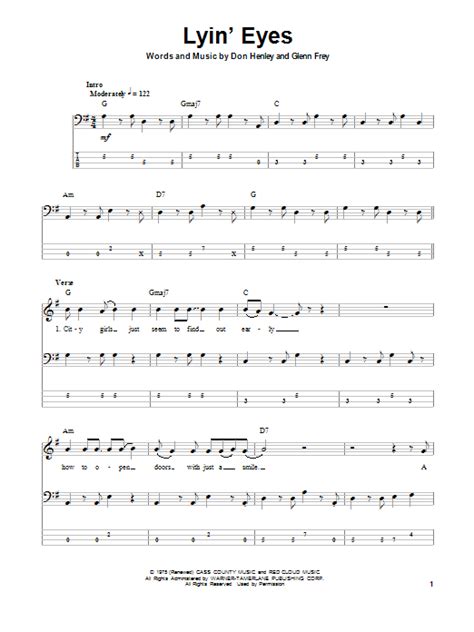 Eagles "Lyin' Eyes" Sheet Music Notes | Download Printable PDF Score 153418