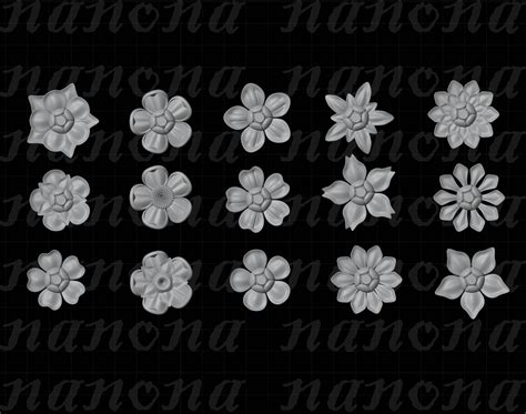 15 Flowers STL File 3d Printing Model Jewellery DIY - Etsy